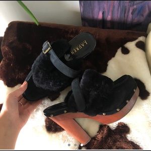 Ralph Lauren Furry Clog Heels
